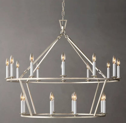 19TH C. ENGLISH OPENWORK TWO-TIER ROUND CHANDELIER 40"