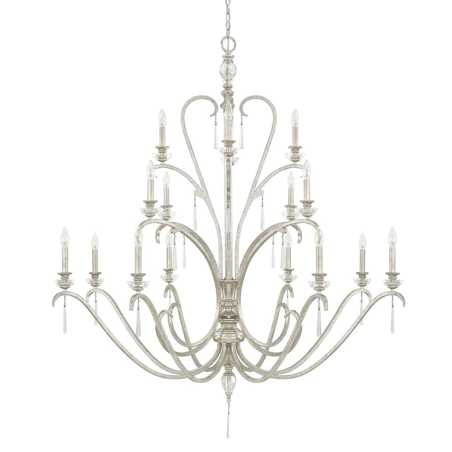Fixture Company Celine Antique Silver Sixteen-Light Chandelier
