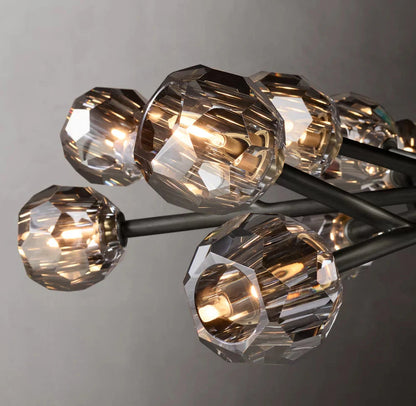 Crystal Globe Smoked Glass Circular Chandelier 48"
