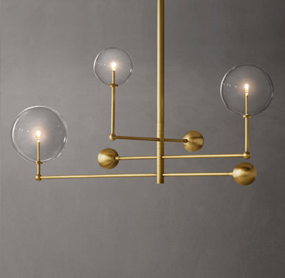 Glass Globe Mobile Three-Arm Chandelier 46"