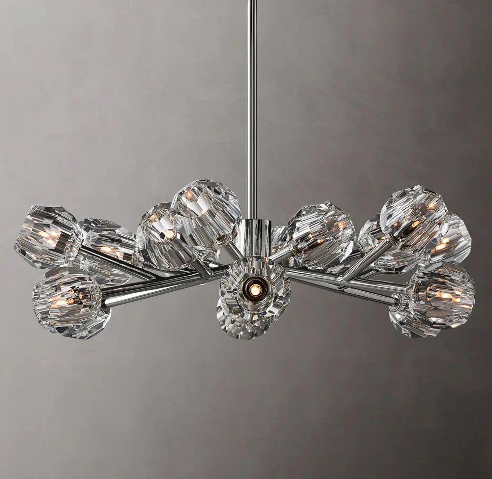 Crystal Sphere Clear Glass Round Chandelier 36"
