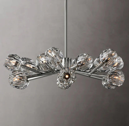 Crystal Sphere Clear Glass Round Chandelier 36"