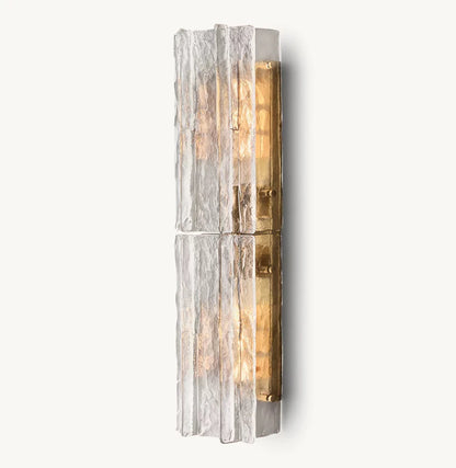 Grid Pattern Clear Glass Wall Sconce 30"