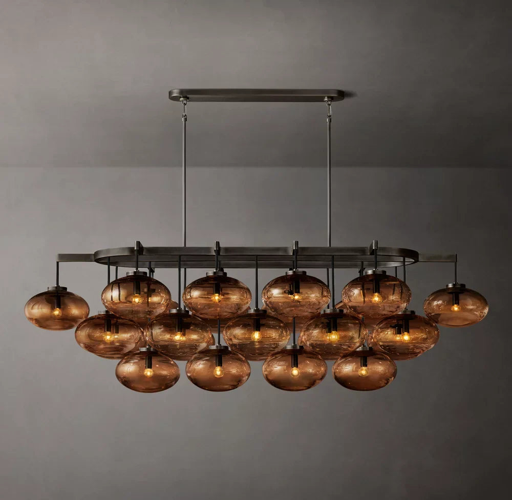 Cabrette Amber Glass Linear Chandelier 72"