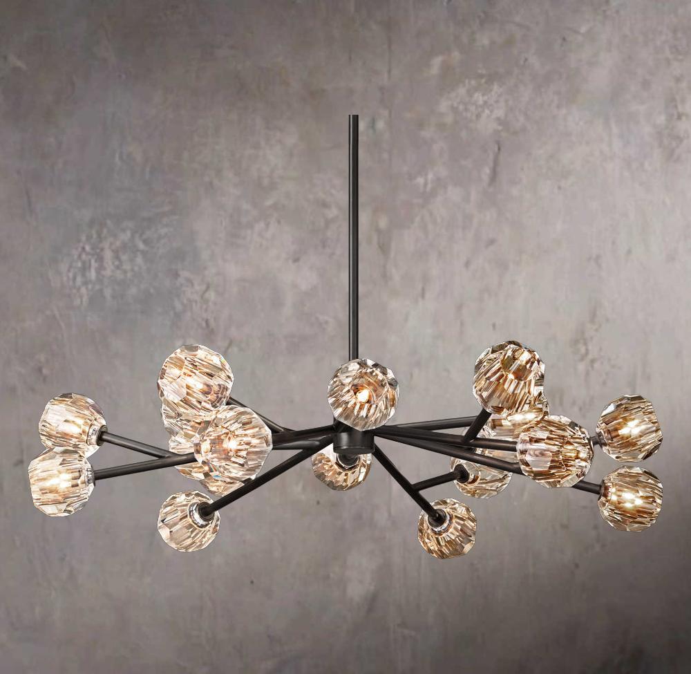Crystal Sphere Clear Glass Round Chandelier 48"