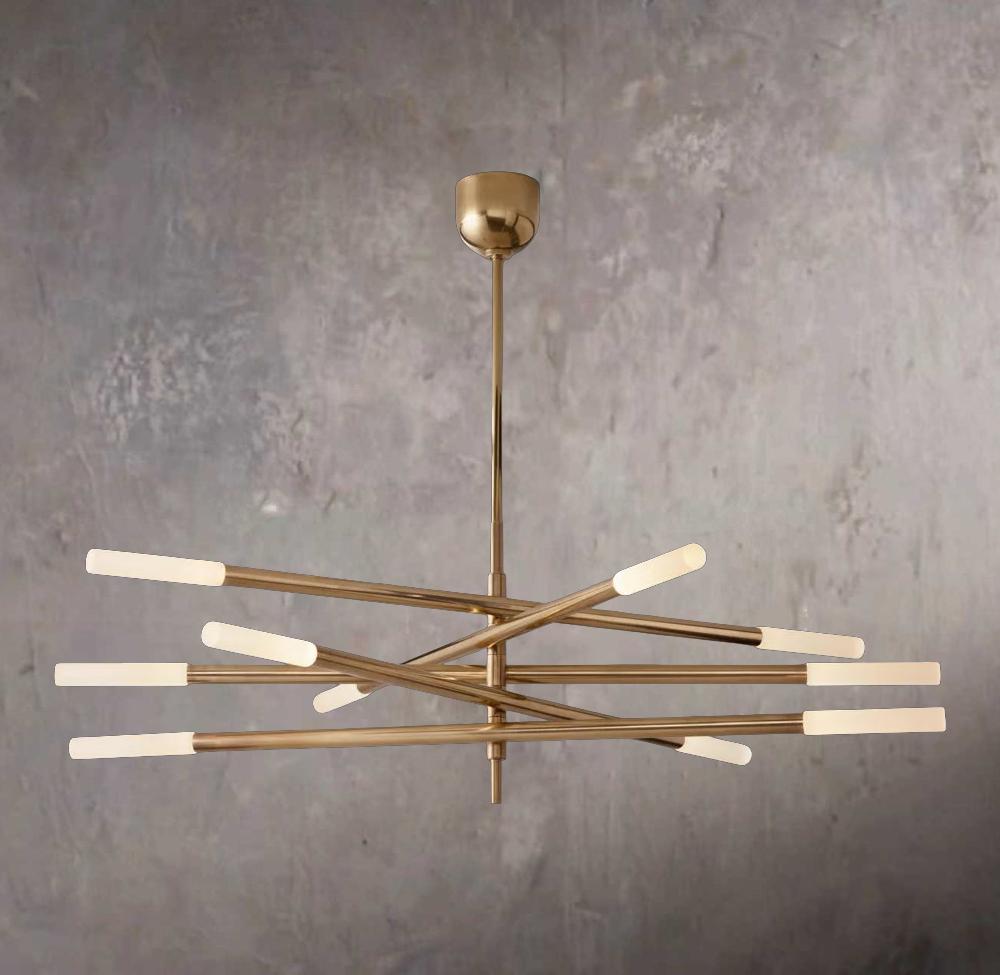 Rousselle Ten-Light Etched Rod Mobile Chandelier