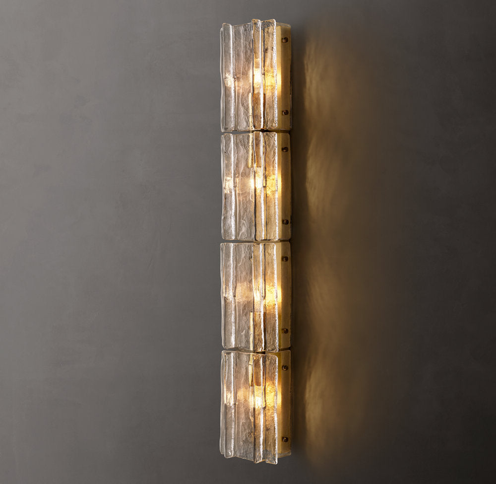 Gridded Clear Glass Grand Wall Sconce