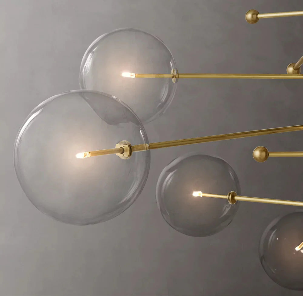 Glass Orb Cluster Mobile Eight-Light Chandelier 79"