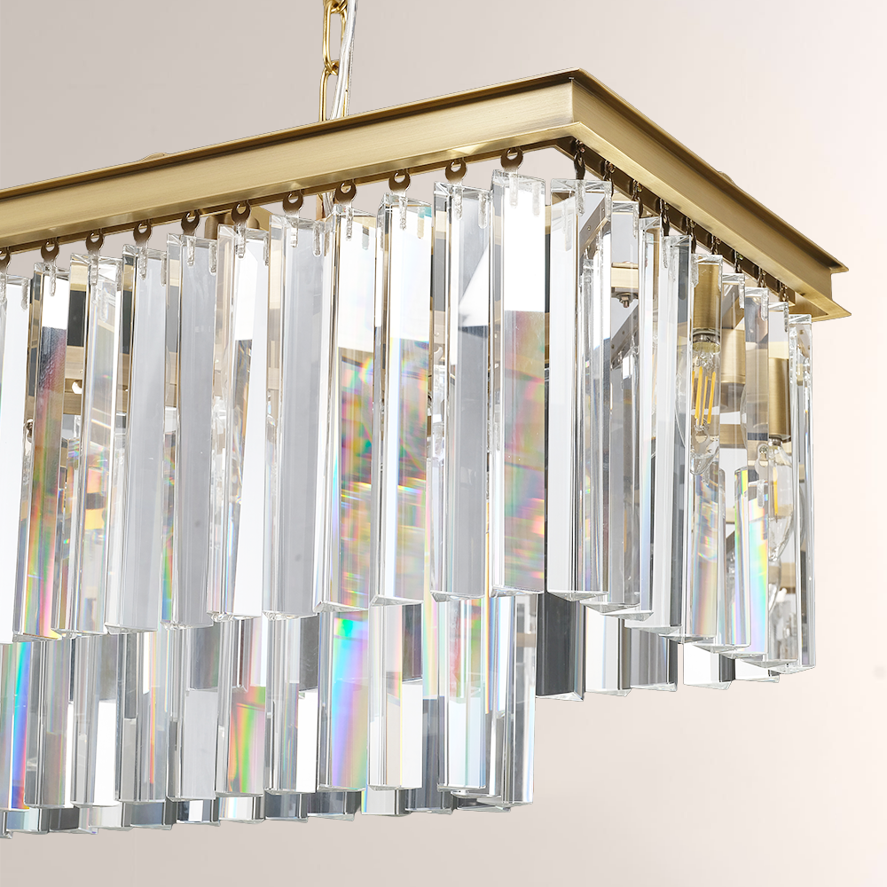 Ryalin Rectangular Glass Chandelier 40"