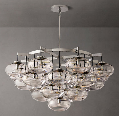 Cabrette Clear Glass Round Chandelier 48"