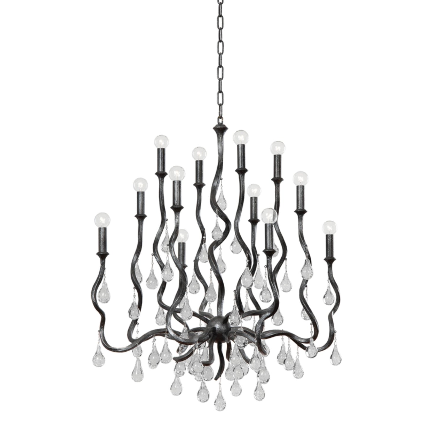 Aveline 12-Light Chandelier in Blackened Silver Leaf 33.25L x 33.25W x 38H