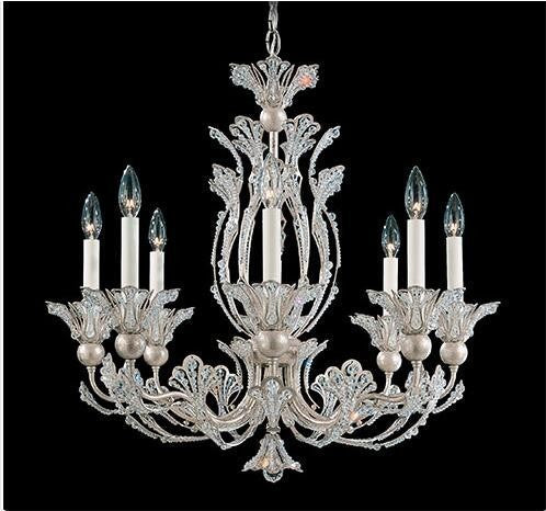 Silver Eight-Light Chandelier with Clear Swarovski Element Crystal