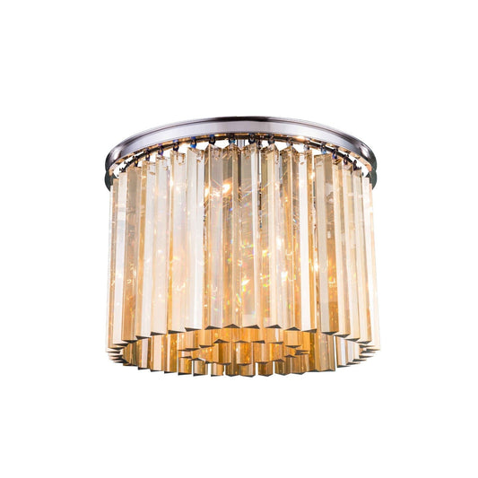Sydney Polished Nickel Twenty-Inch Flushmount with Royal Cut Golden Teak Crystals