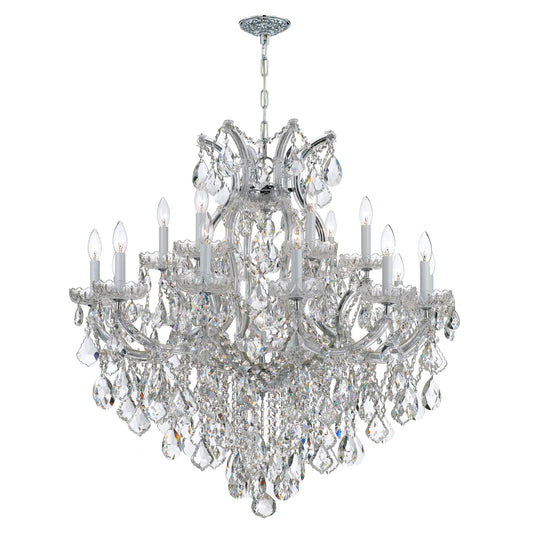 Maria Theresa 38'' Hand Cut Crystal Polished Chrome Chandelier Silver 38"W x 37"H x 38"D