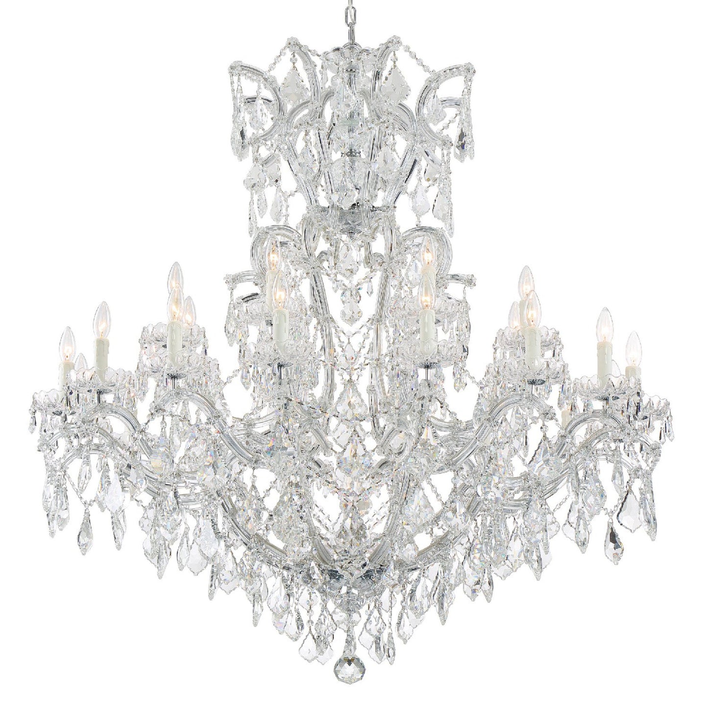 Maria Theresa 46'' Hand Cut Crystal Polished Chrome Chandelier Silver 46"W x 52"H x 46"D
