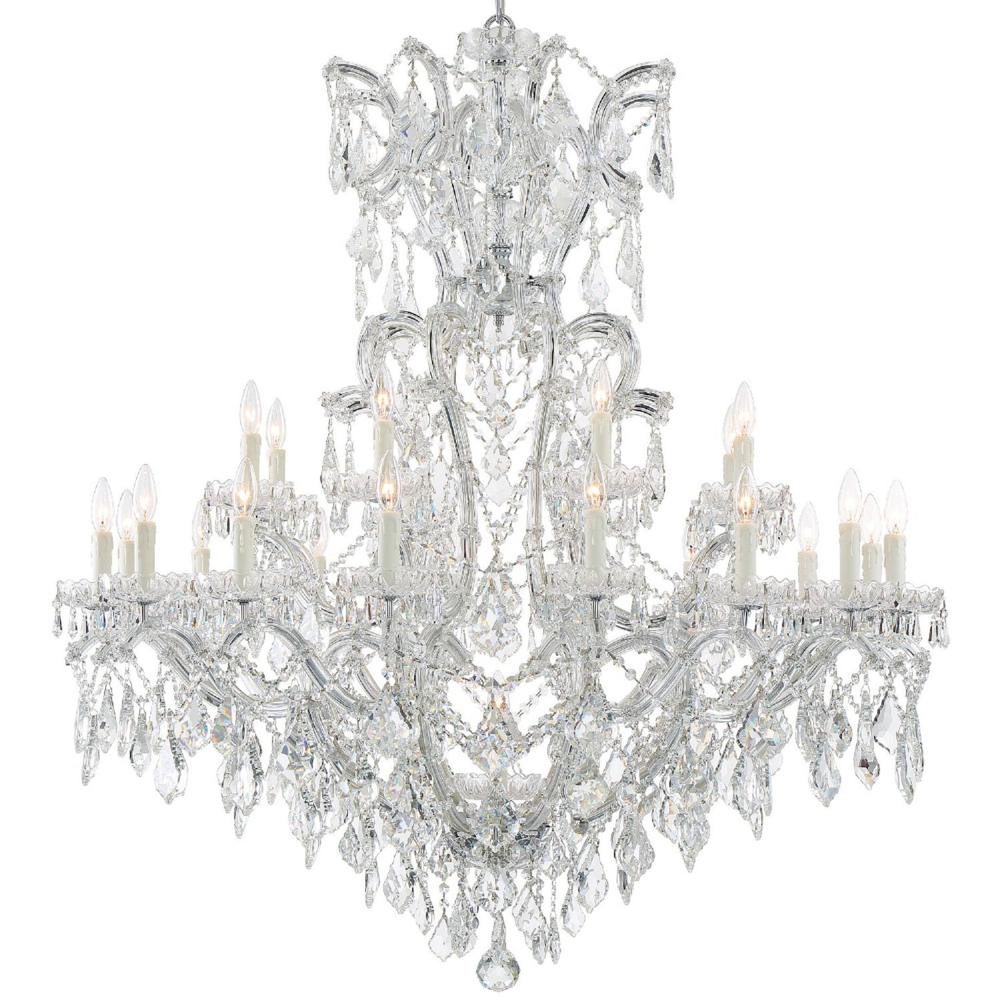 Maria Theresa 46'' Hand Cut Crystal Polished Chrome Chandelier Silver 46"W x 52"H x 46"D
