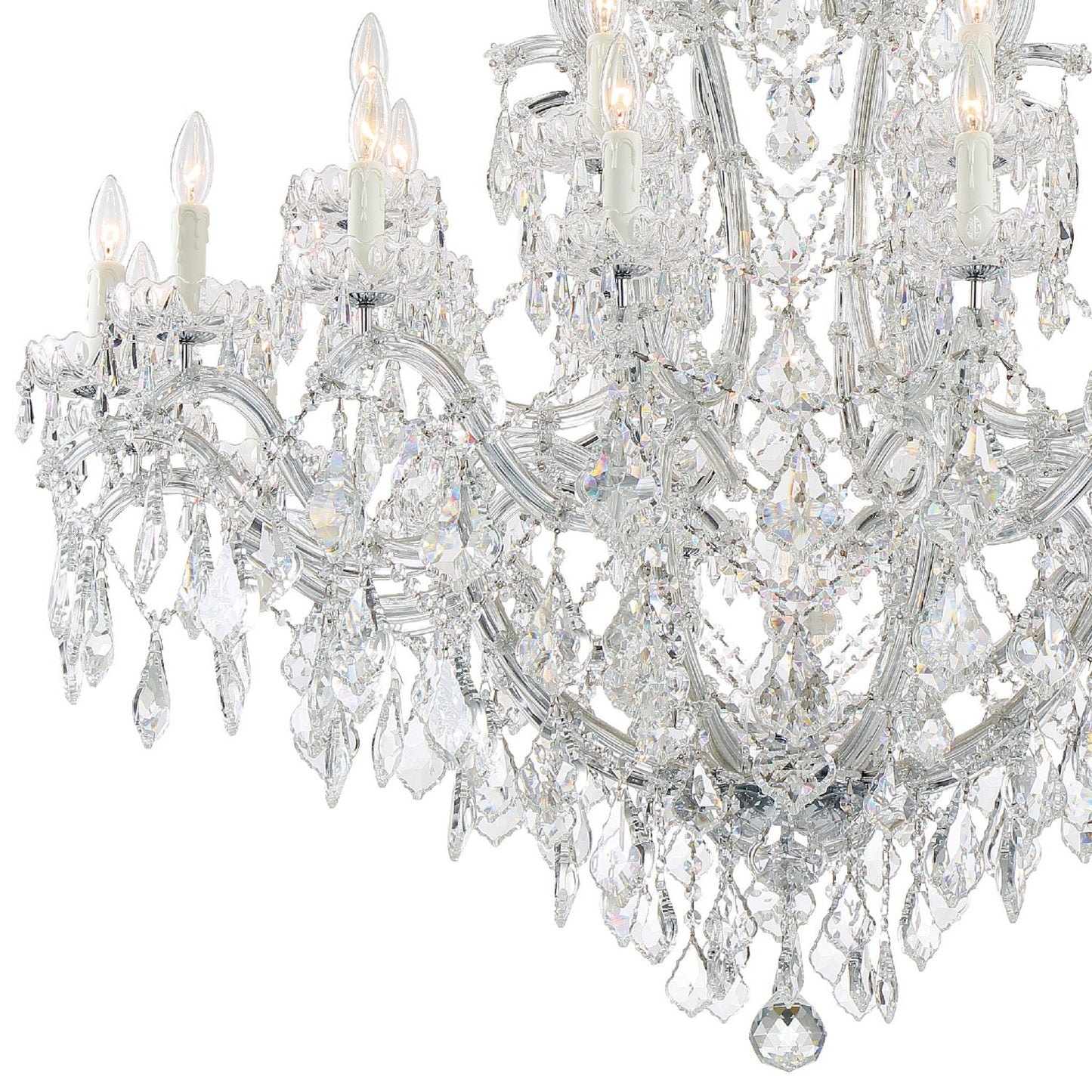 Maria Theresa 46'' Hand Cut Crystal Polished Chrome Chandelier Silver 46"W x 52"H x 46"D