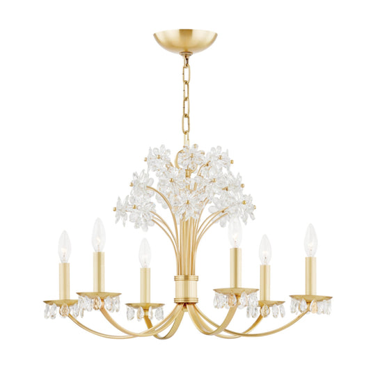 Beaumont 6-Light Chandelier in Aged Brass 26L x 26W x 17.25H