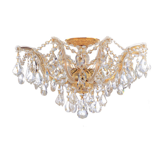 Maria Theresa 19'' Swarovski Strass Crystal Gold Semi Flush Mount Gold 19"W x 11.5"H x 19"D