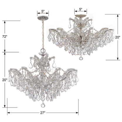 Maria Theresa 29'' Swarovski Strass Crystal Polished Chrome Semi Flush Mount Silver 29"W x 21"H x 29"D
