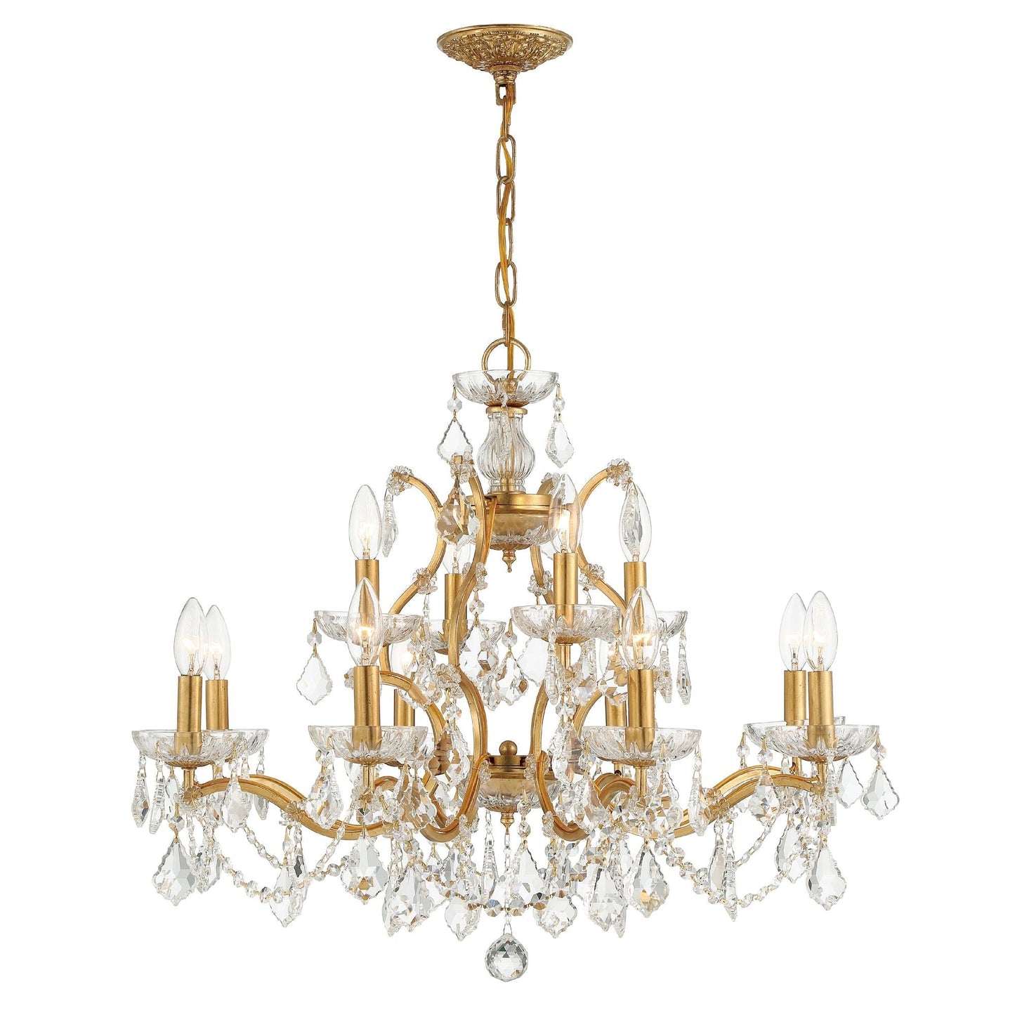 Filmore 29'' Swarovski Strass Crystal Antique Gold Chandelier Gold 29"W x 24"H x 29"D