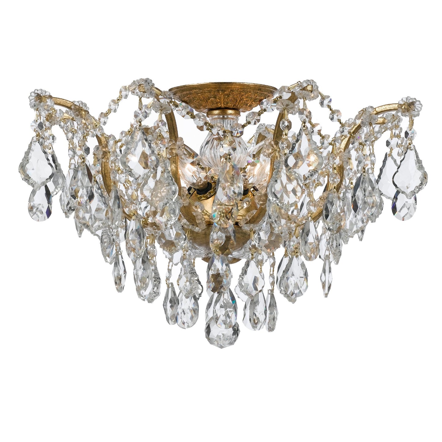 Filmore 19'' Swarovski Strass Crystal Antique Gold Semi Flush Mount Gold 19"W x 11.5"H x 19"D