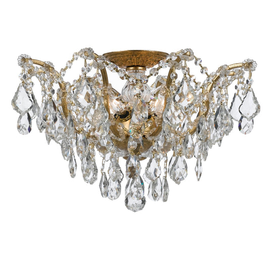 Filmore 19'' Swarovski Strass Crystal Antique Gold Semi Flush Mount Gold 19"W x 11.5"H x 19"D