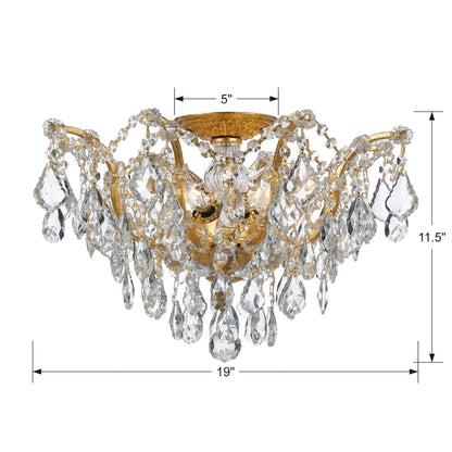 Filmore 19'' Swarovski Strass Crystal Antique Gold Semi Flush Mount Gold 19"W x 11.5"H x 19"D