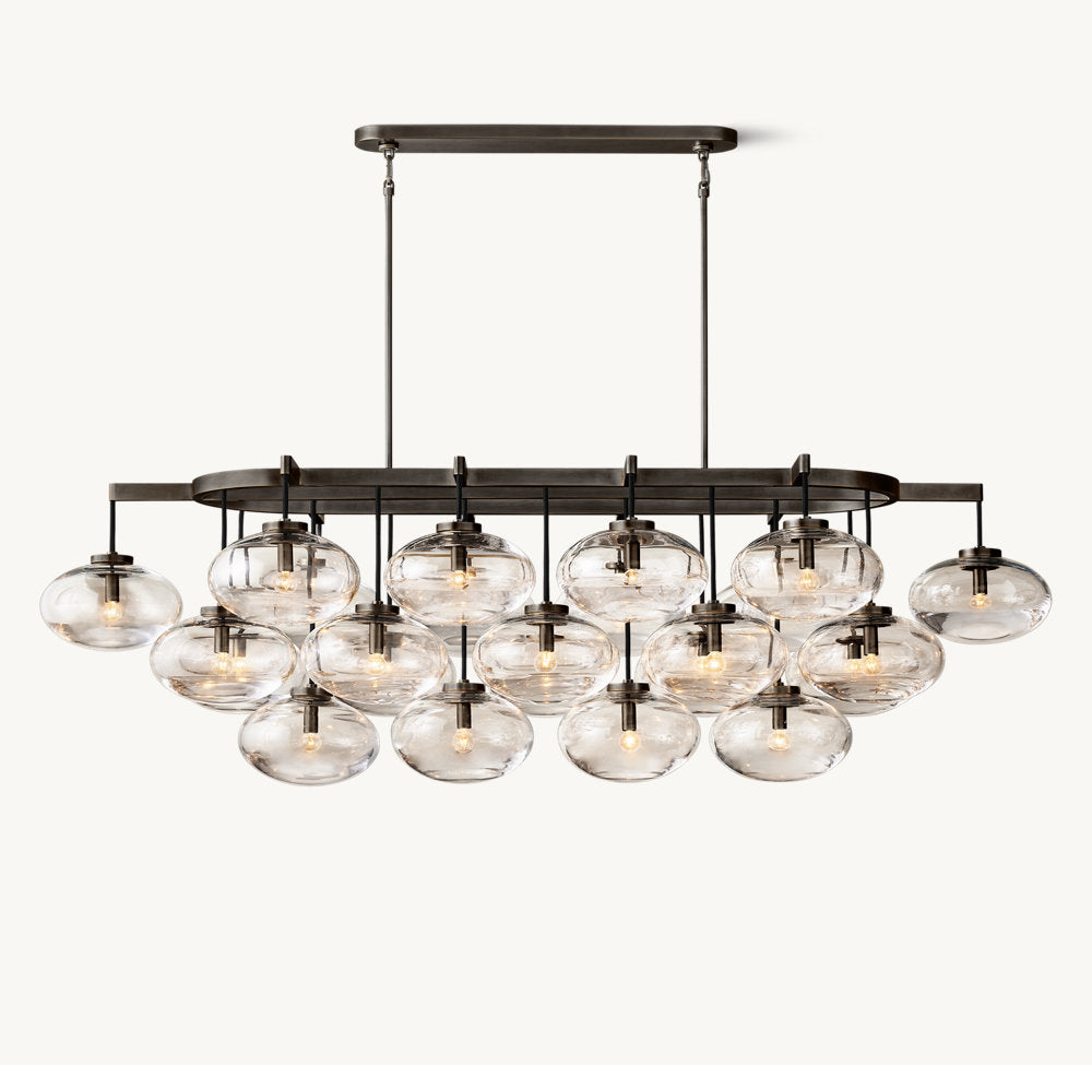 Cabrette Clear Glass Linear Chandelier 72"