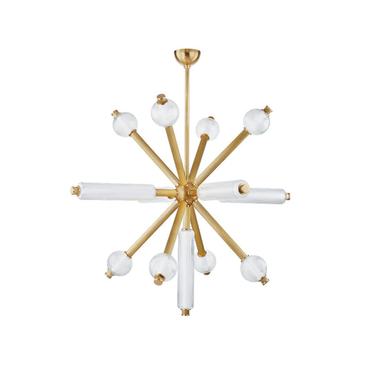 ATOM 13-Light Chandelier in Vintage Brass 50L x 50W x 43.25H
