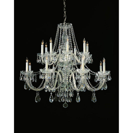 Group Traditional Crystal Swarovski Spectra Crystal Polished Chrome Sixteen-Light Chandelier