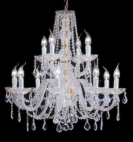 12 Lights Bohemian Crystal chandelier in polished chrome finish