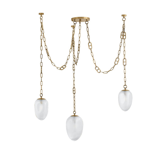 DAITH 3-Light Chandelier in Vintage Brass by NOZ NOZAWA 48L x 48W x 35.5H