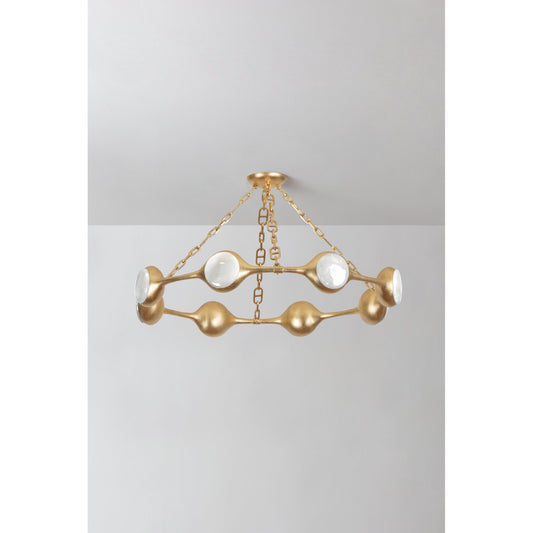 RIVIERE 8-Light Chandelier in Vintage Gold Leaf by NOZ NOZAWA 40L x 40W x 6H