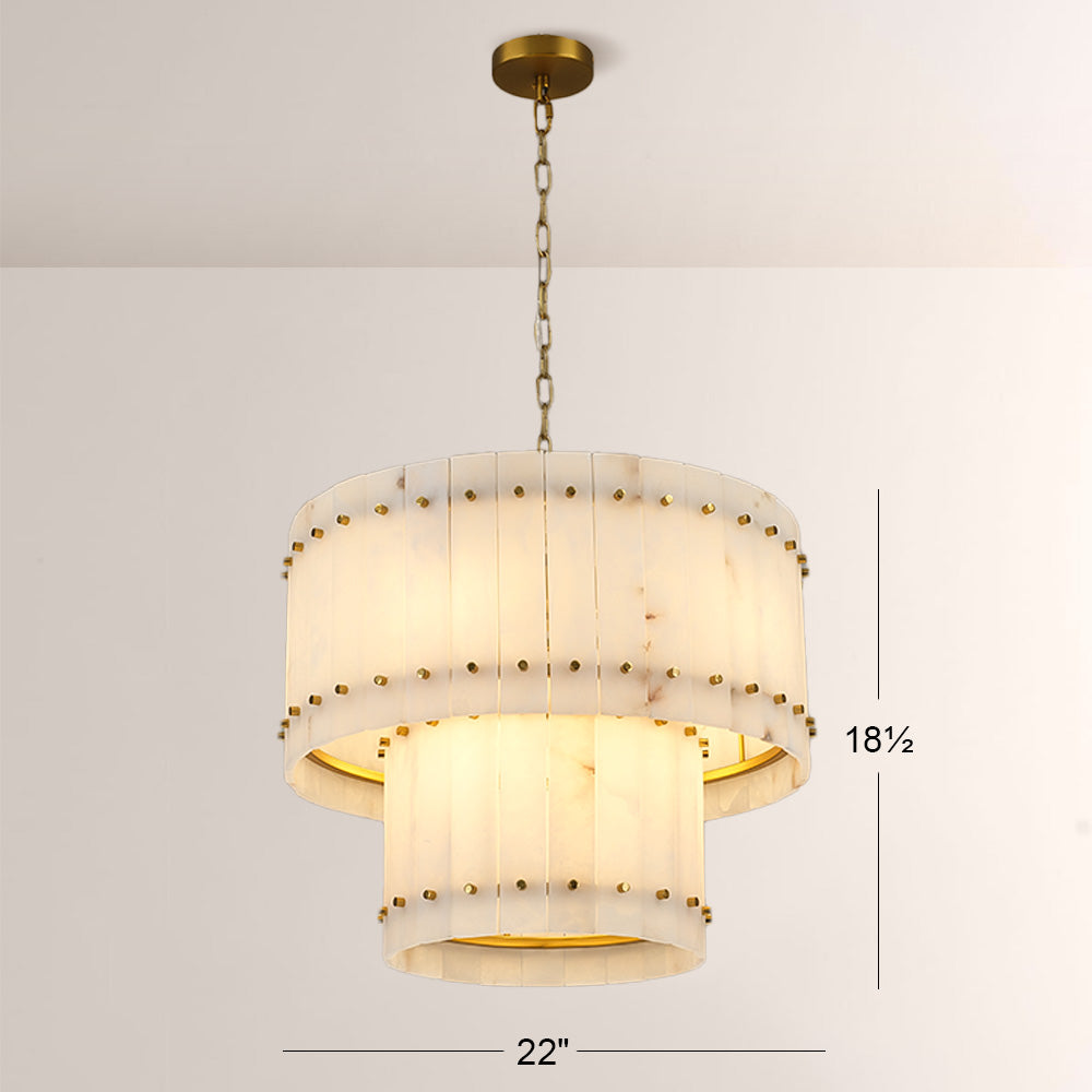 Aurelix Alabaster Round 2-Tiered Chandelier