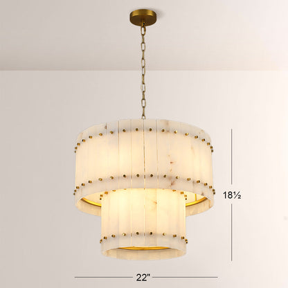 Aurelix Alabaster Round 2-Tiered Chandelier