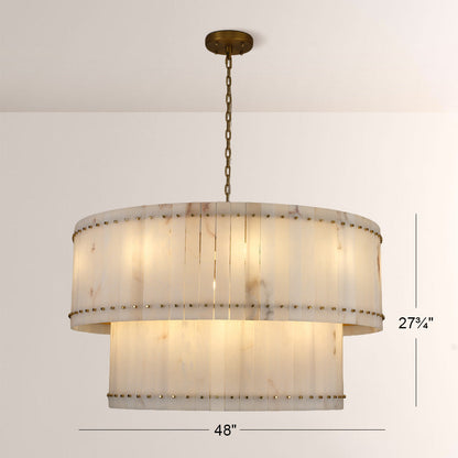 Aurelix Alabaster Round 2-Tiered Chandelier