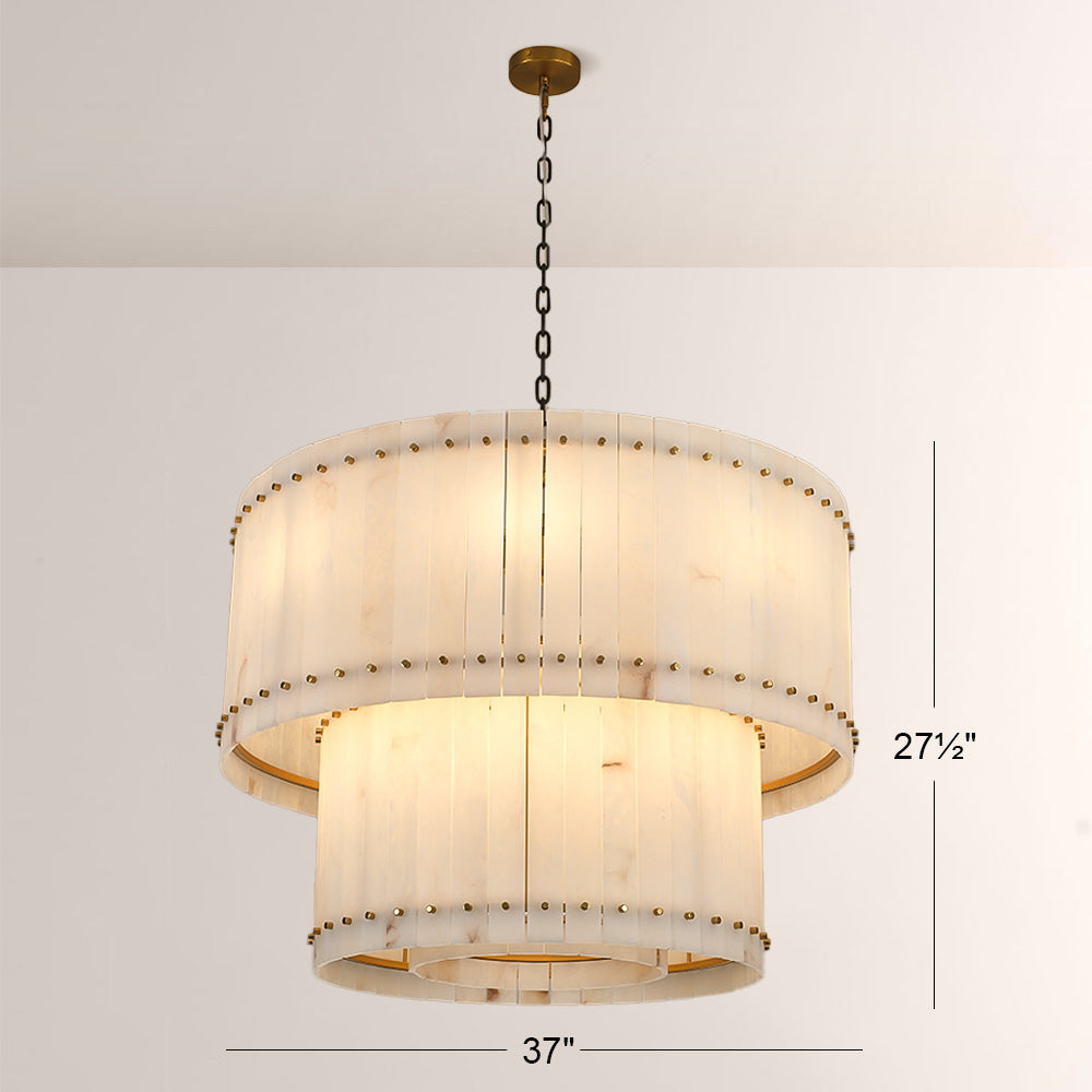 Aurelix Alabaster Round 2-Tiered Chandelier