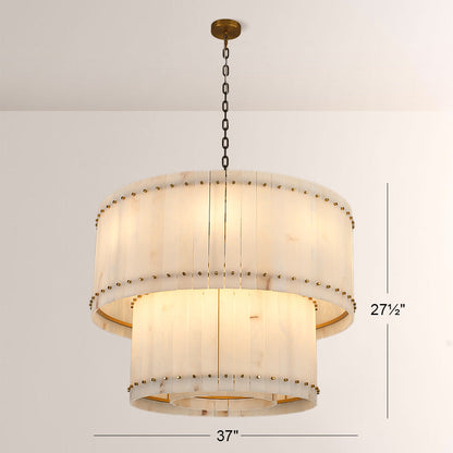 Aurelix Alabaster Round 2-Tiered Chandelier