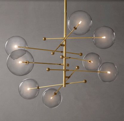 Glass Orb Cluster Mobile Eight-Light Chandelier 79"