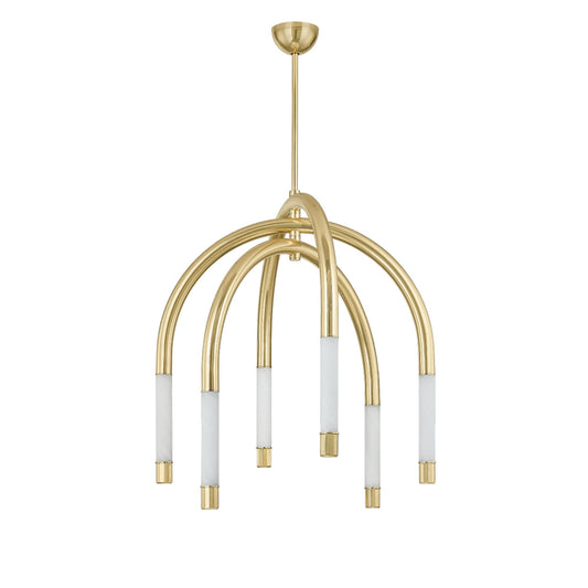 ZEME 6-Light Chandelier in Vintage Polished Brass by NOZ NOZAWA 33.75L x 33.75W x 39H