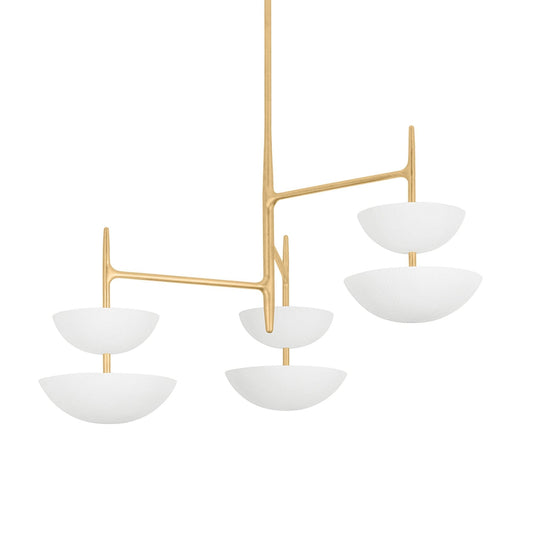 Evander 6-Light Chandelier in Vintage Gold Leaf/Gesso White 42L x 42W x 29.5H