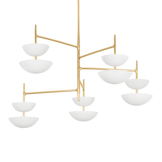Evander 10-Light Chandelier in Vintage Gold Leaf/Gesso White 55L x 55W x 37.25H