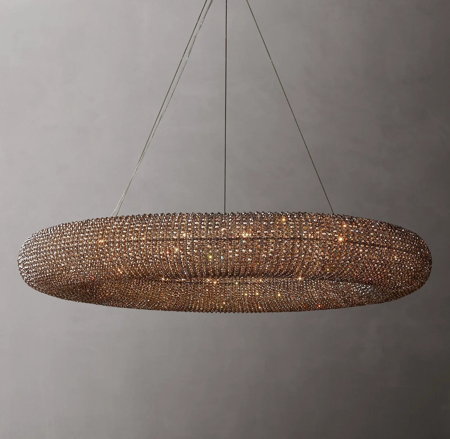 Crystal Halo Smoke Round LED Chandelier 72"