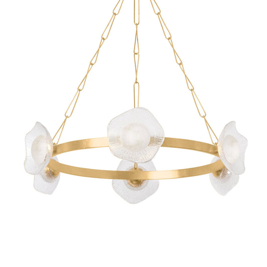 Almandine 6-Light Chandelier in Vintage Gold Leaf 41.25L x 41.25W x 10H