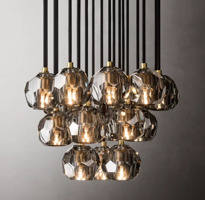 Boule De Cristal Smoke Glass Round Cluster Chandelier 19"