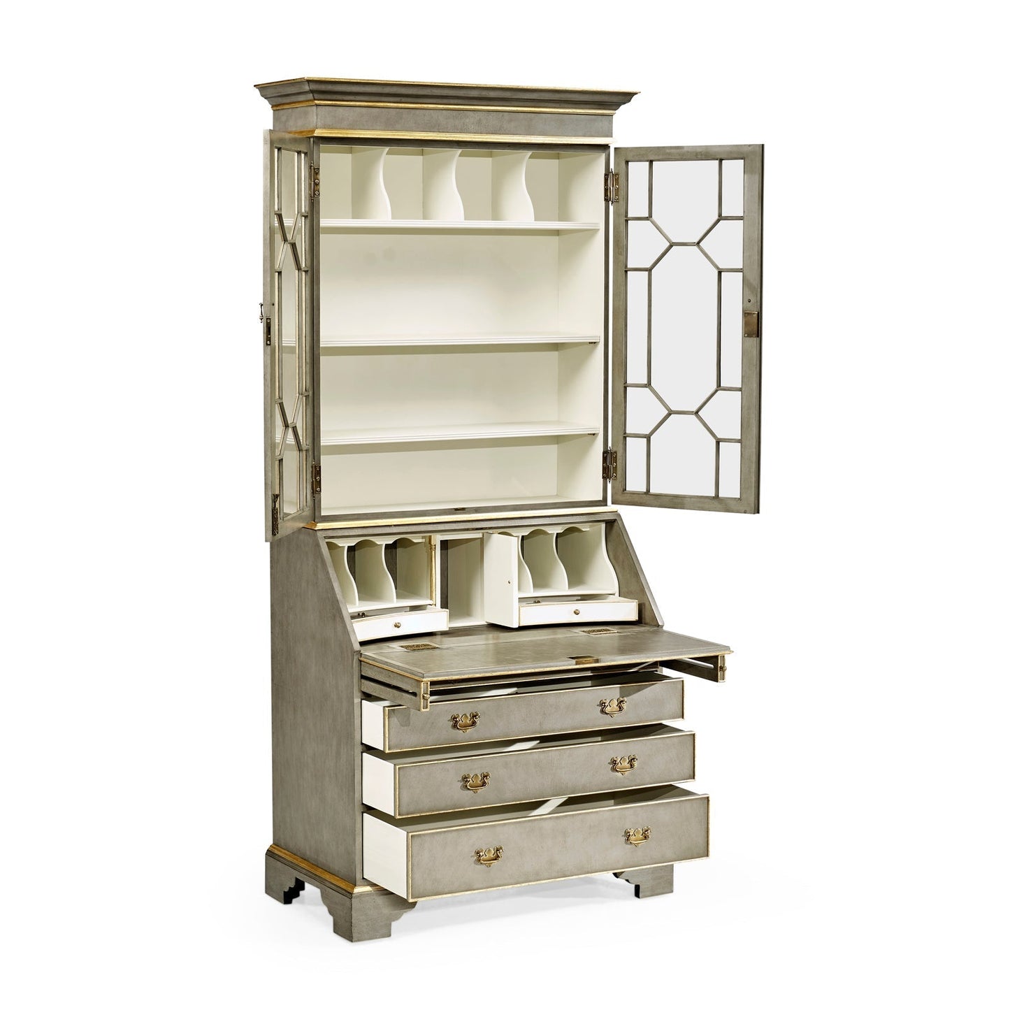 Jonathan Charles Buckingham Georgian Grey & Gilded Secretary Cabinet (492260-PBG)