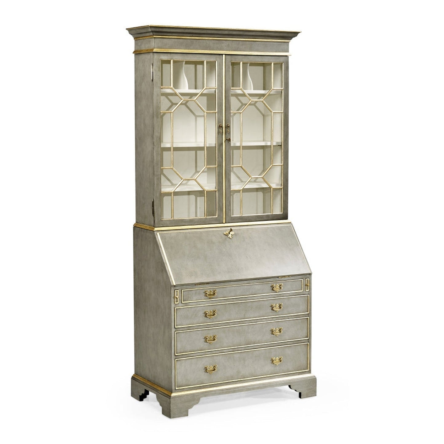 Jonathan Charles Buckingham Georgian Grey & Gilded Secretary Cabinet (492260-PBG)