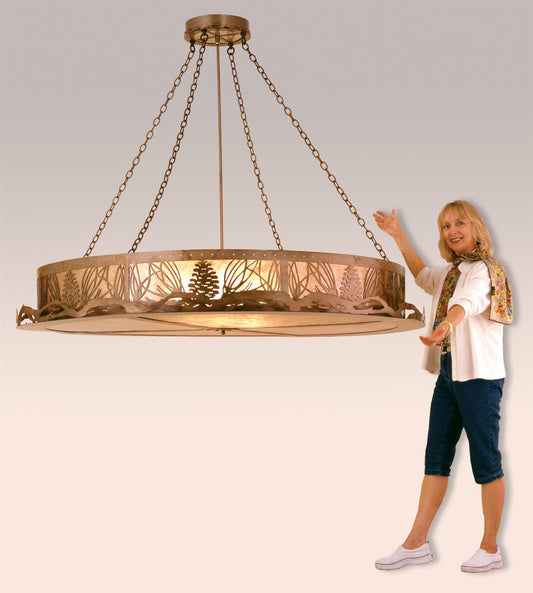 6 Light 72" Wide Pendant with Handmade Shade