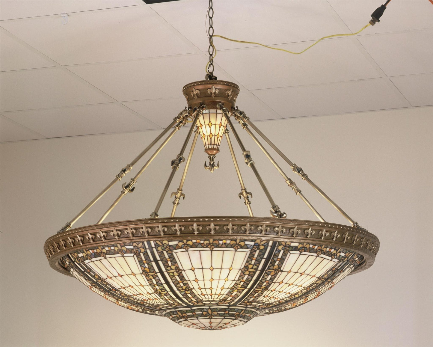 Stained Glass / Tiffany Bowl Pendant from the Fleur-de-lis Collection